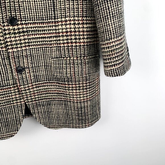 Celine Grey Checkered Wool Lapel Single-Breasted Long-Sleeved Suit Overcoat Coat - Picture 5 of 7